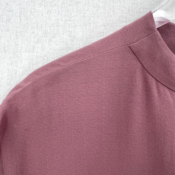 EILEEN FISHER Tunic Top Womens S Mauve Purple Silk Georgette Crepe Funnel Neck - Picture 14 of 16